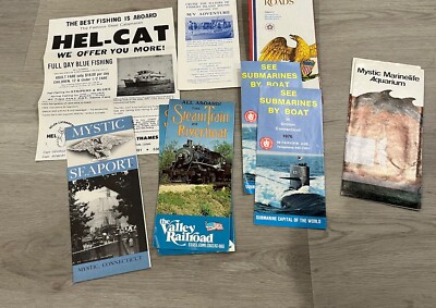 Lot of Vtg Connecticut CT Maps Travel Brochures Groton Submarine Mystic Aquarium