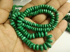 AAA MALACHITE GEMSTONE RONDELLE SMOOTH 5-11 MM LOOSE BEADS 18" STRANDS