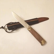 Kizlyar Bychak Hunting Knife Stainless  Steel AUS-8 Walnut Handle with Sheath 