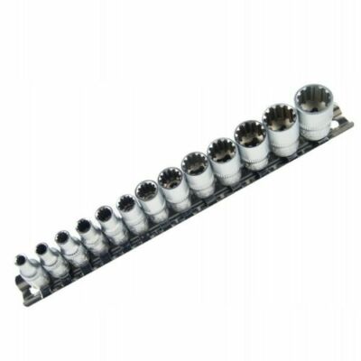 New 14 Piece 1/4''Drive Spline Socket Set from 4 to 14mm +steel rail