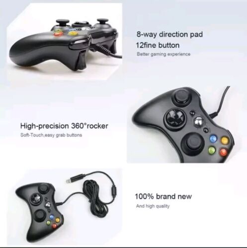 Black USB Wired Gamepad Controller Joypad Joystick For Xbox 360 PC Windows USA - Picture 4 of 13