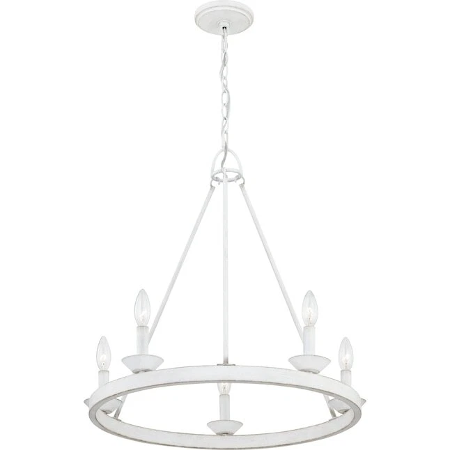 Quoizel Avalina 5 浅白色法国乡村/小屋阻尼评级枝形吊灯 — 第 4/4 张图片