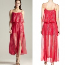 Halston Heritage Tiered Dress Rose Pink Sparkle Gown Metallic shimmer Chiffon