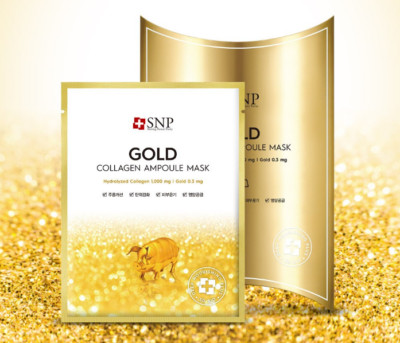 SNP 24k Gold Diamond Ampoule Collagen Brightening Mask 10pcs Anti-aging Moisture