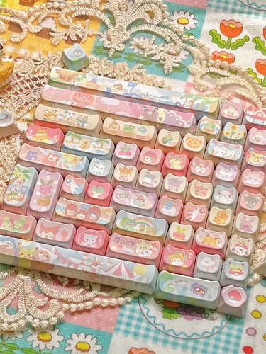 Cute Anime Theme KeyCaps PBT 142 Keys For Cherry MX Keyboard - Picture 3 of 14