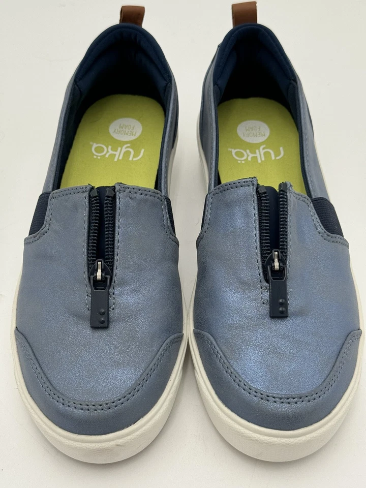 Zapatillas sin cordones Ryka para mujer 6,5 cremallera perlada Vivvi perla comodidad para caminar Foto 3 de 4