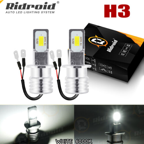 2Pcs H3 LED Fog Driving Light Bulbs Conversion Kit Super Bright White DRL 6000K - Picture 1 of 23