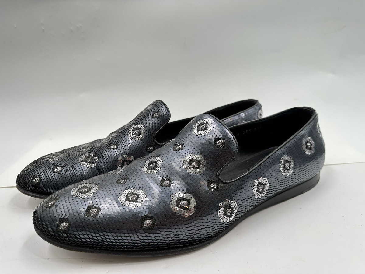Prada Blue Floral Sequin Slip-on Sleepers For Man Size 11 | eBay display picture 1