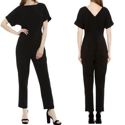 ALEXIA ADMOR Sadie Boatneck Tapered Leg Black Jumpsuit Women's