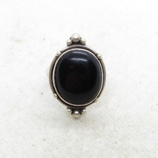 Sterling Silver 925 Black Onyx Ring Size 8 K5940