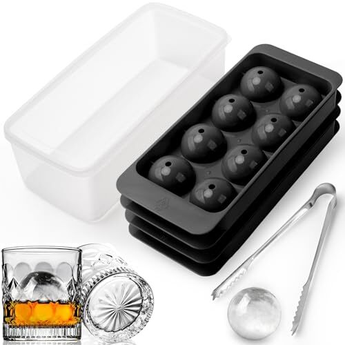 2 Pack Round Ice Cube Mold Silicone Tray with Lid for Cocktails Whiskey - Picture 1 of 7