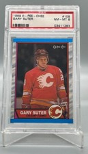1989 O-PEE-CHEE #108 GARY SUTER PSA 8 NM-MT OPC FLAMES ICE HOCKEY CARD