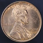 1937  LINCOLN CENT- BU FRESH FROM AN ORIGINAL ROLL-- LOT 8190