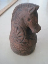 Terra Cotta Horse Candle Lamp W/ Glaze Souvenir