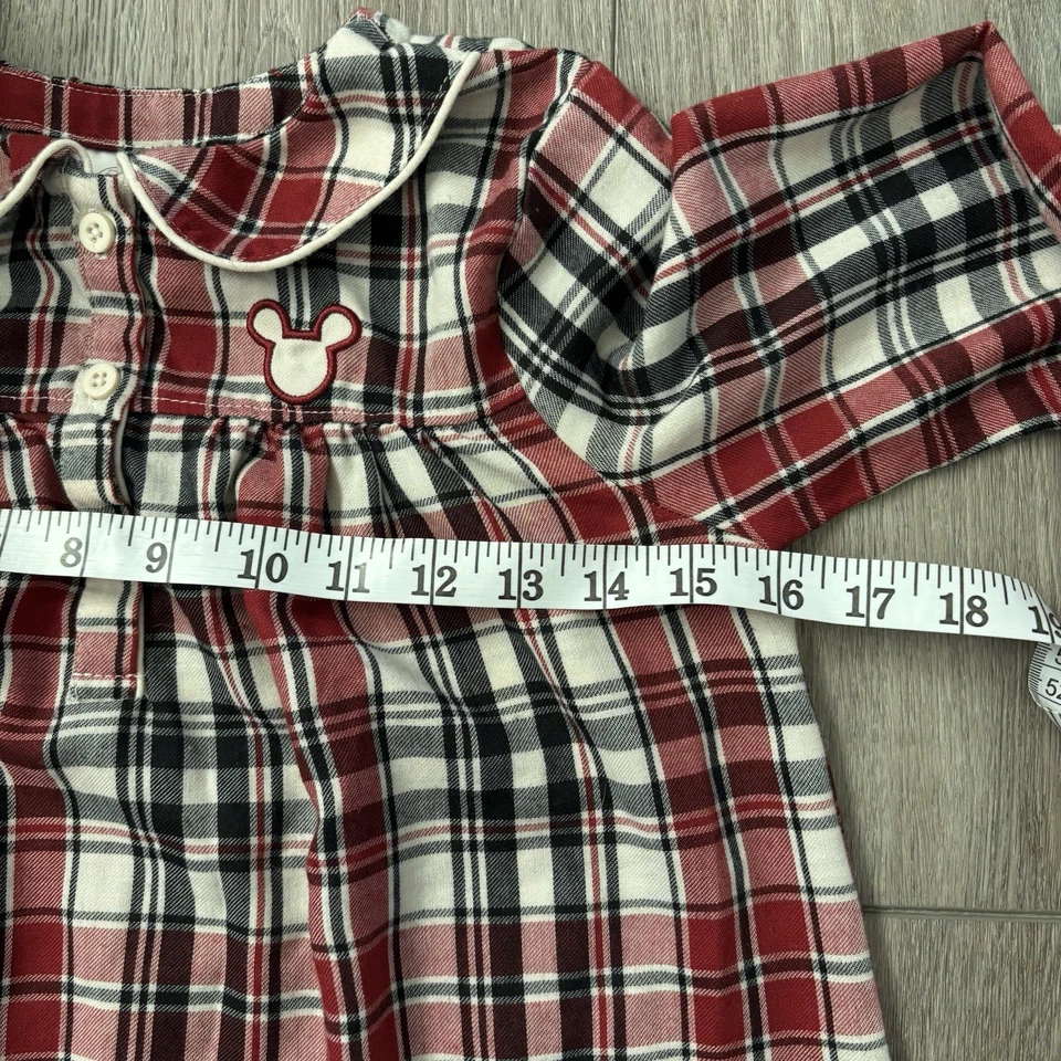 Ночная рубашка Disney Mickey Mouse размер 7/8 семейная рождественская картина клетчатая красная пижама - Изображение 4 из 4