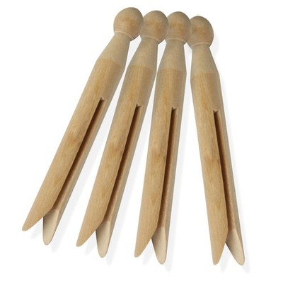 Honey-Can-Do 100 Pack Round Birch Wood Clothespins, Durable 100-Pack, Natural 