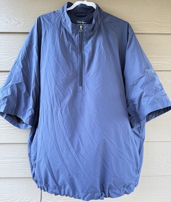 Walter Hagen Golf Blue Short Sleeve Windbreaker Hydro Halt 1/2 Zip Jacket Sz XXL