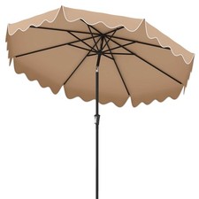9 FT Patio Umbrella 2-Tier Market Table Umbrella w/ Sun-Protective Canopy