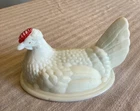 Vintage Milk Glass Hen on Nest Top Lid Split Tail Style Covered Dish Imperfect