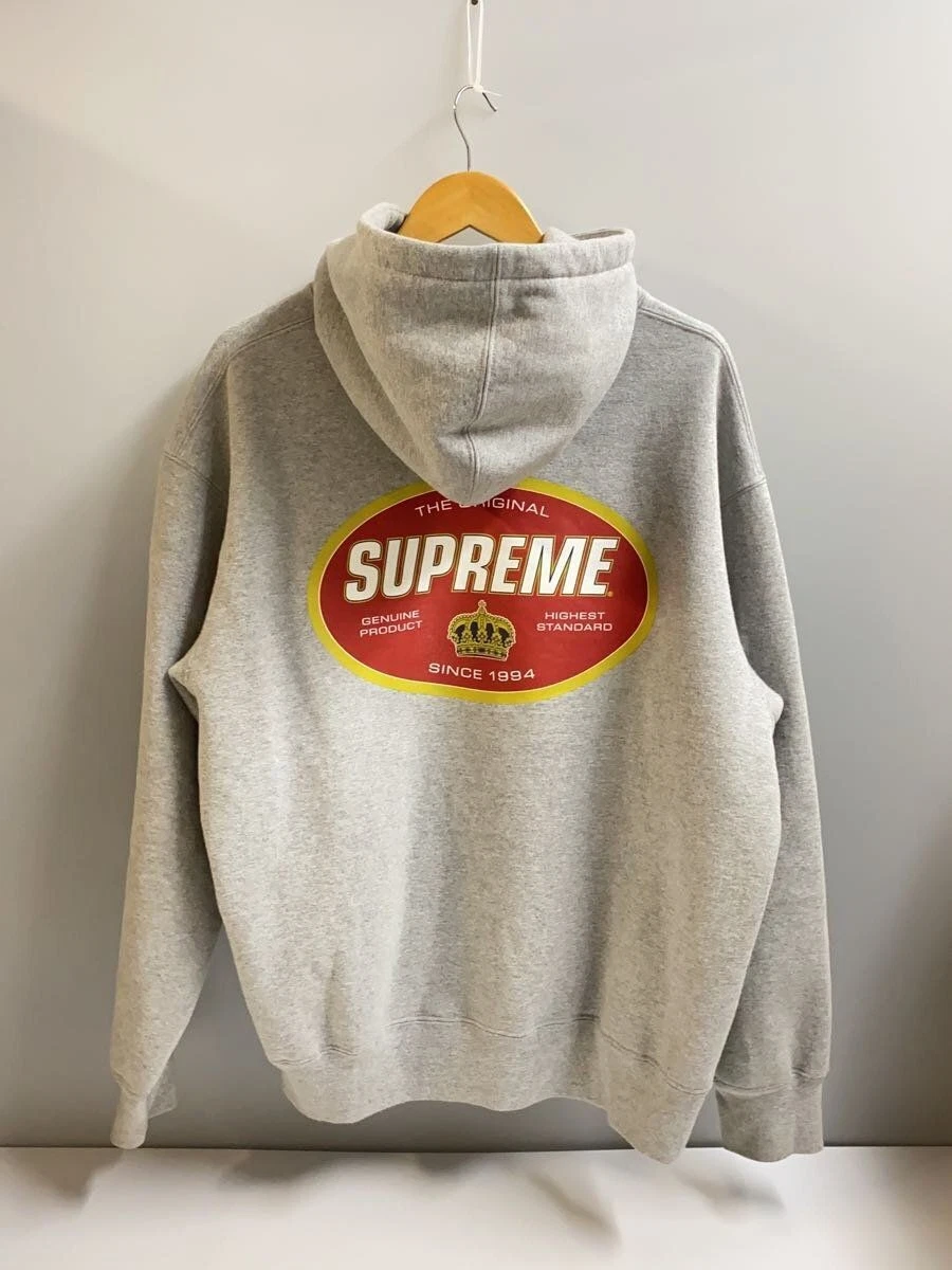 Felpa Supreme con cappuccio L cotone grigio usata