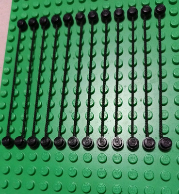Lego Lot 12 Black String with End Studs (10L Or 11L Overall) x127c10pb01