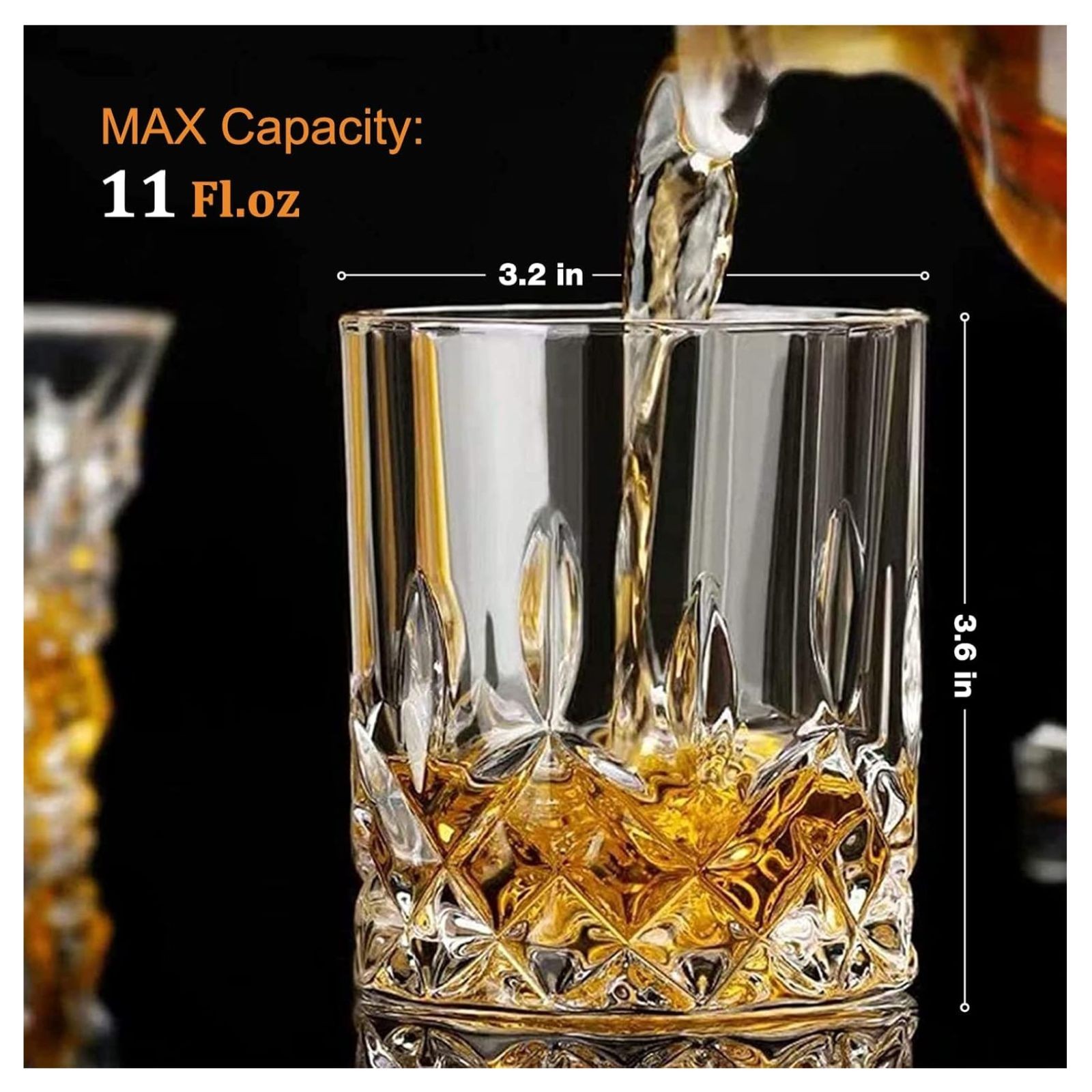 Double Old Fashioned Glasses  Scotch Whiskey Crystal Set of 8