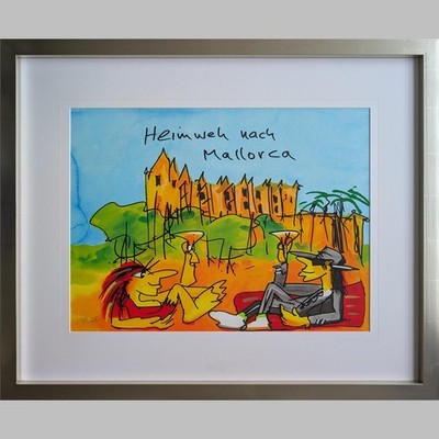Udo Lindenberg Heimweh nach Mallorca Siebdruck handsigniert limitiert gerahmt