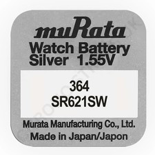 Murata 364 / SR621SW Silver Oxide Watch Battery