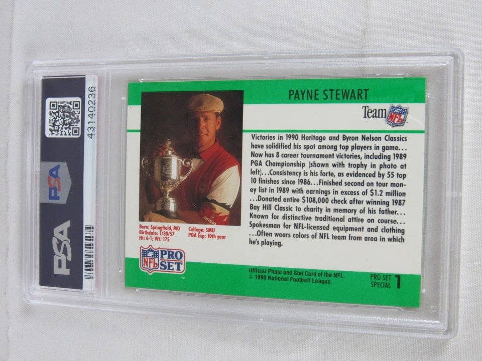 Pro-Set Payne Stewart 1990 golf especial firmado automáticamente PSA 9/9 G872 Foto 3 de 3