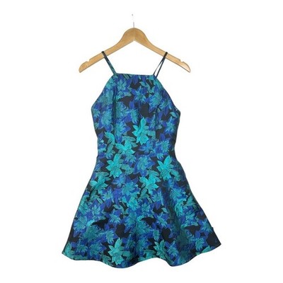NWT Lulus Fantasy Blooms Black and Teal Floral Backless Mini Dress Size Medium
