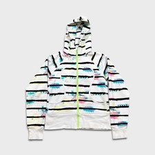 Lululemon Scuba Hoodie Womens Size 8 White Watercolor Full Zip Hooded Sweashirt