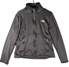 The North Face Womens Large Black Full Zip Fleece Jacket Logo Outdoor Warm