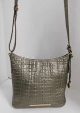 Brahmin EUC Jody Pyrite La Scala Reptile Embs Leather Crossbody Bag Shoulder Bag