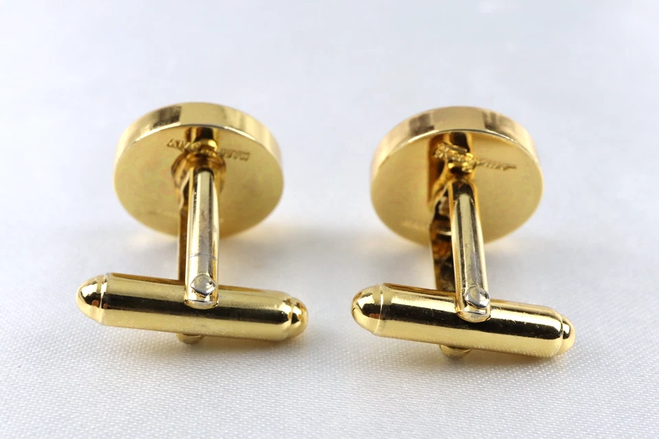 Vintage Ferragamo Cufflinks Dog Motif Red Enamel Gold Tone Metal Made in Italy - Image 4 of 4