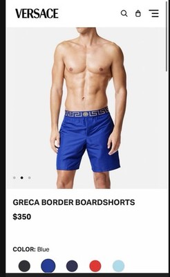 Versace Greca Border Boardshorts Blue Size 5 Men's Designer Swimwear