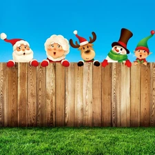Bucherry 5 Pcs Christmas Fence Peeker Decoration Peeking red, green