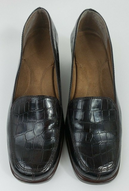 Aerosoles Final Exam Glossy Brown Croc Print Wedge Slip On Comfort Loafers 9.5M | eBay