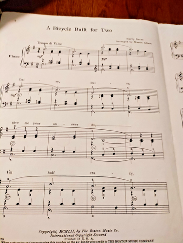 PARTITURAS UNA BICICLETA CONSTRUIDA PARA DOS PIANO SOLO 1952 - Imagen 2 de 3