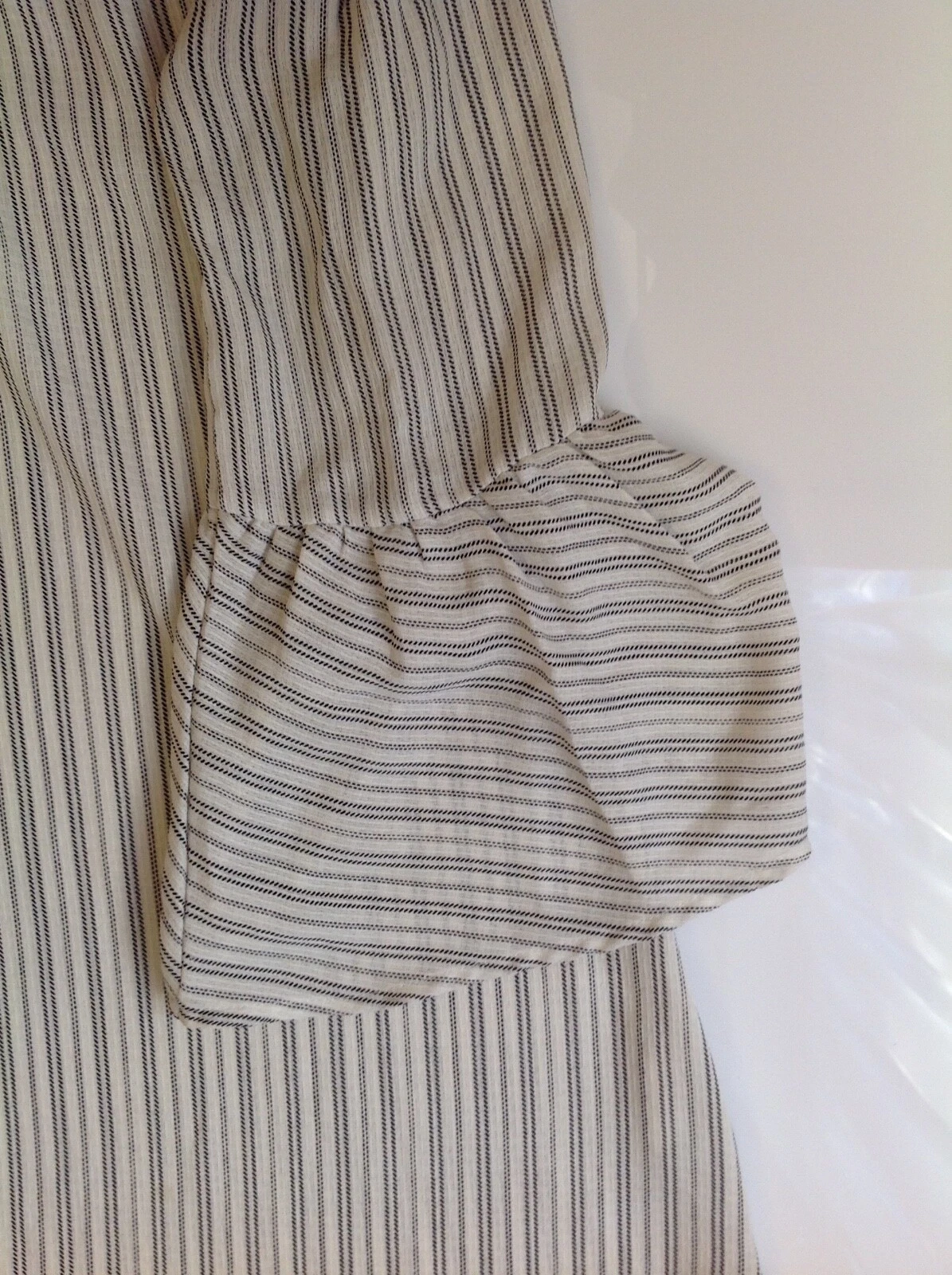 OFF WHITE Abito a tunica bianco sporco grigio scuro elastico a righe senza spalle Jella C taglia S