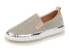 Crystal Diamonds Women Flats Bling Woman Shoes Rhinestone Ladies Casual Size 7.5
