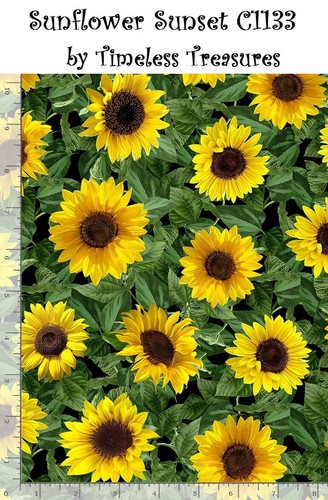 Sunflower Sunset Panel 24x44 Cotton Quilt fabric Timeless Treasures BTP C1131 - Picture 3 of 5