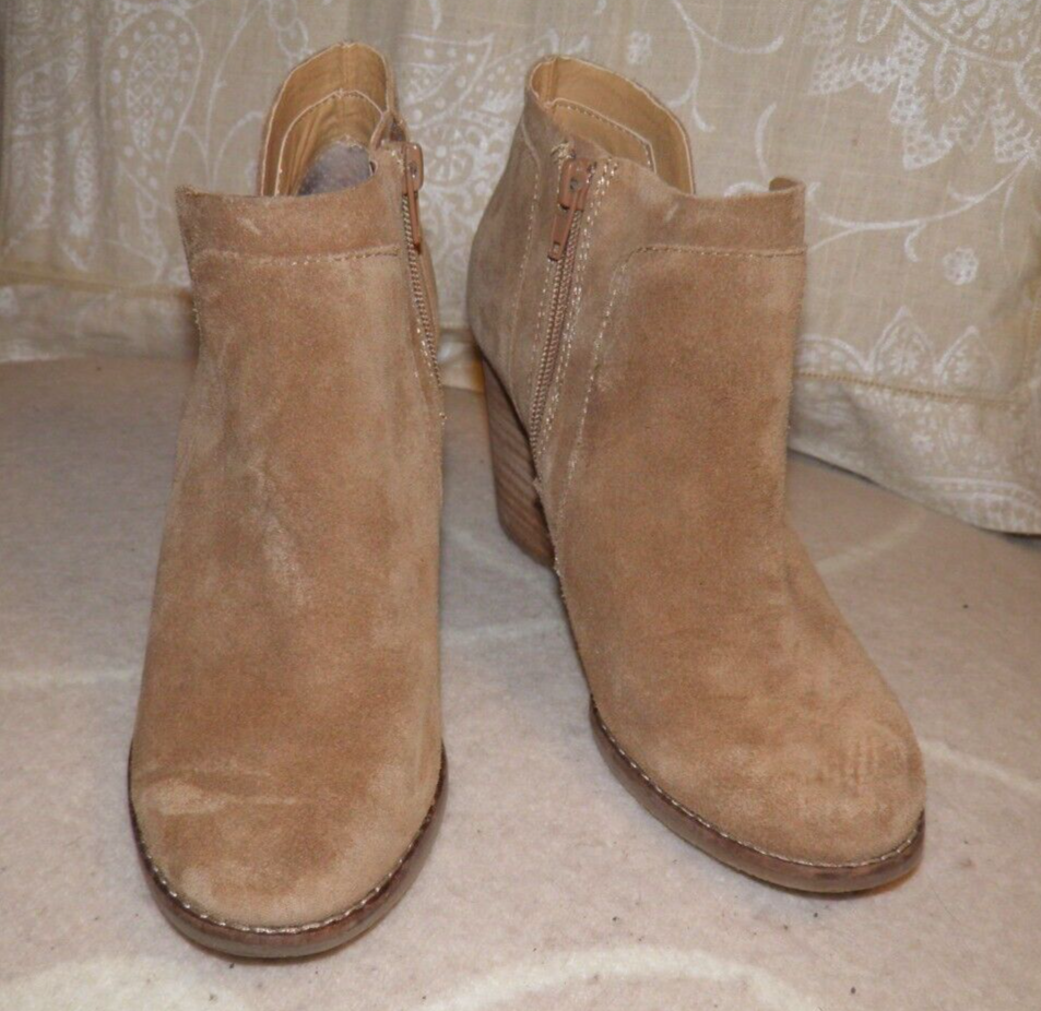 Lucky Brand Women's Size 8M Shoes Tan Camel Suede Comfort Wedge Ankle Boots