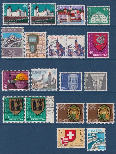 Swiss Mixed Lot of 21 Mint and Cancelled Stamps 1976-1980 - Picture 1 of 2