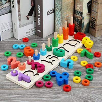 Jouet Montessori En Bois 7 En 1 - Puzzle Chiffres, Formes, Couleurs - Cadeau Éducatif Enfant 3-5 Ans