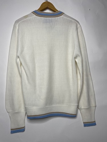 Vintage Robert Bruce Sweater V Neck Size Medium Made In USA NWT White Blue - Picture 6 of 10