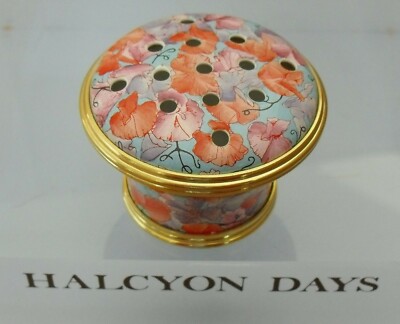 Halcyon Days mehrfarbige Blumen Korbförmige Emaille Topf-Pourri Box - 1 3/4''