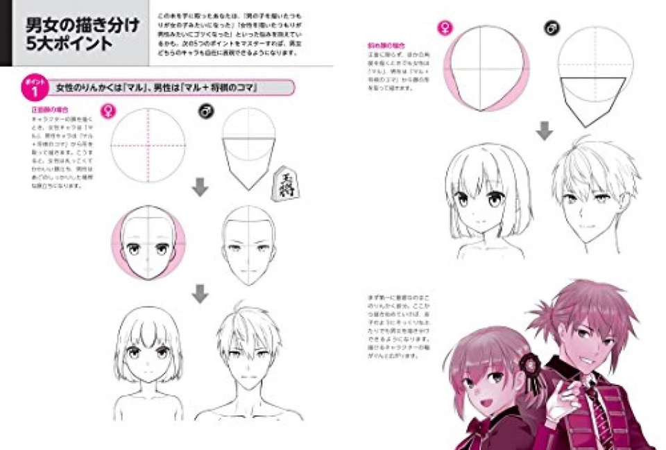 How To Draw Manga Anime Differentiating the faces of men and women Japanese Book - Image 2 of 4