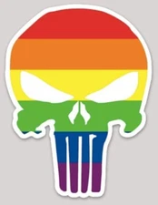 4 Inch Non Reflective Rainbow Punisher Skull Vinyl Sticker