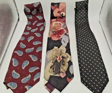 Lot Of 3 Men Neckties Surrey Premier Stock Mark Alexander poly silk paisley