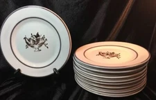 The Mane Lion Salad~Luncheon Plates Italian Ceramic Cream White & Brown 9